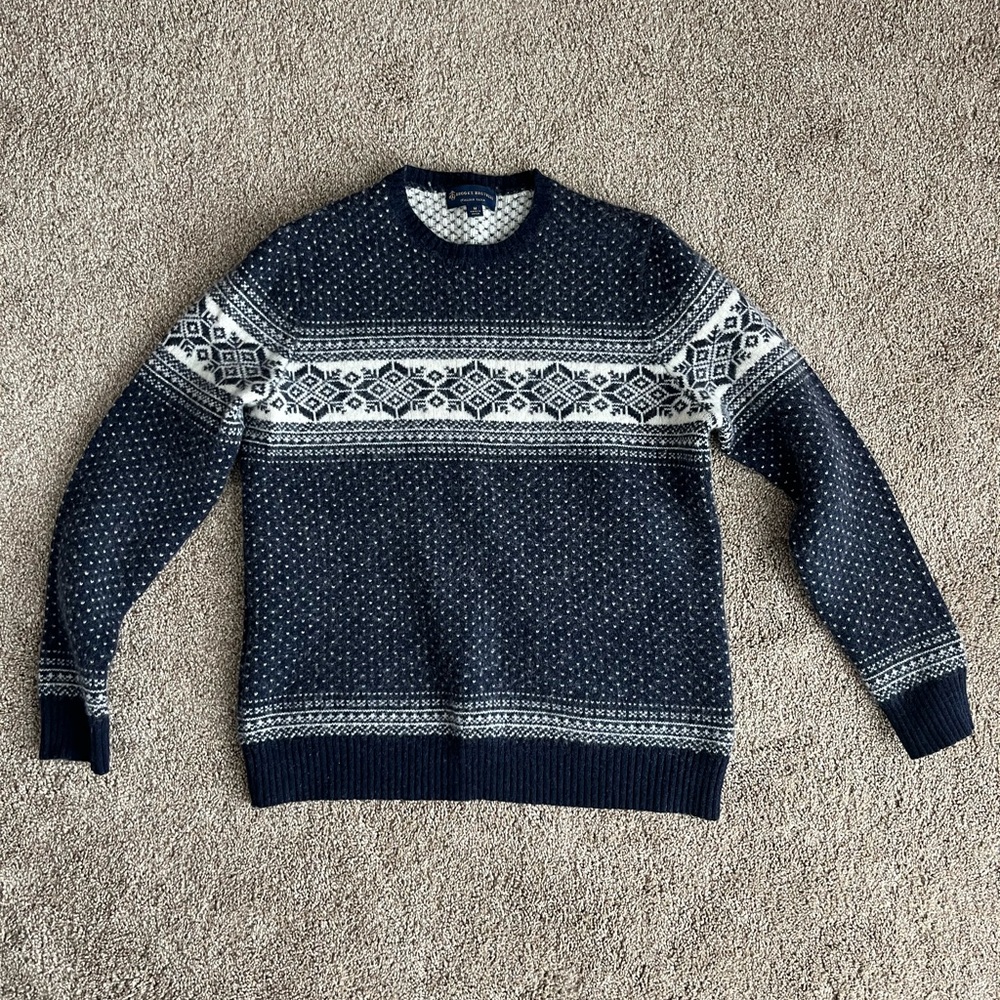 Brooks Brothers Navy and White Crewneck Sweater